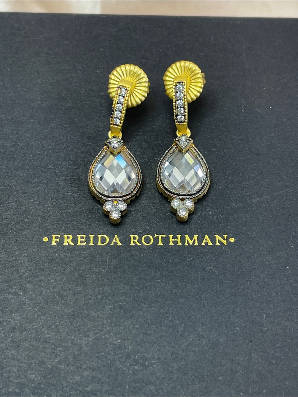 Freida Rothman Exclusive Faceted Teardrop Drop Earrings - NWT $225 MSRP